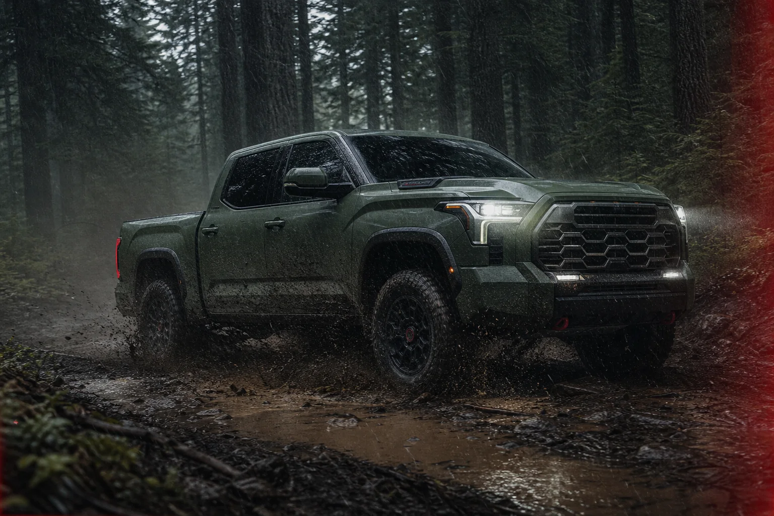 Toyota Tundra на лесной трассе
